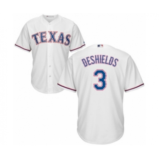 Youth Texas Rangers #3 Delino DeShields Jr. Authentic White Home Cool Base Baseball Player Jersey - Ujersey