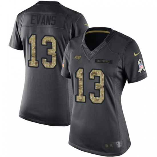 Women's Nike Tampa Bay Buccaneers #13 Mike Evans Limited Black 2016 Salute to Service NFL Jersey - Ujersey