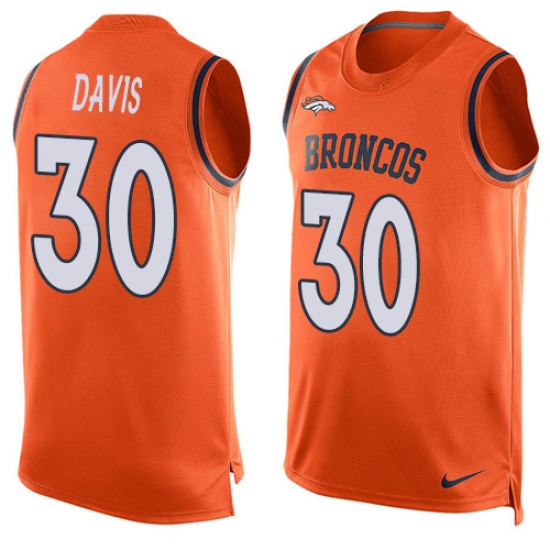 Men's Nike Denver Broncos #30 Terrell Davis Limited Orange Player Name & Number Tank Top NFL Jersey - Ujersey