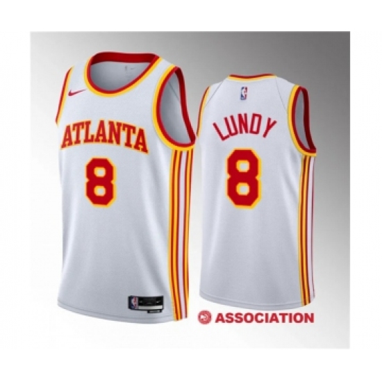 Men's Atlanta Hawks #8 Seth Lundy White 2023 Draft Association Edition Stitched Basketball Jersey - Ujersey