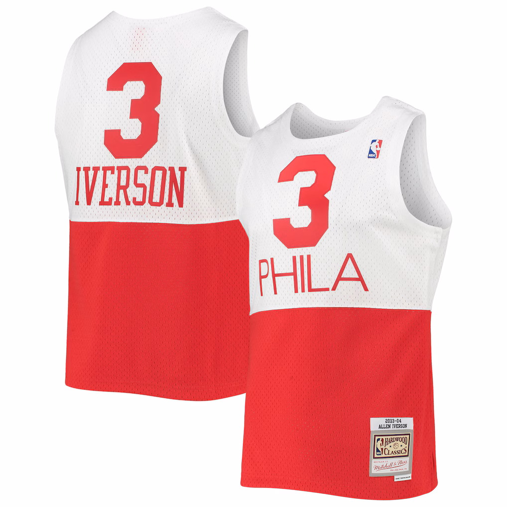 Men's Philadelphia 76ers Allen Iverson Mitchell & Ness White 2003/2004 Hardwood Classics Swingman Jersey - Ujersey NHL