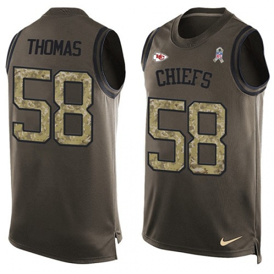 Men's Nike Kansas City Chiefs #58 Derrick Thomas Limited Green Salute to Service Tank Top NFL Jersey - Ujersey