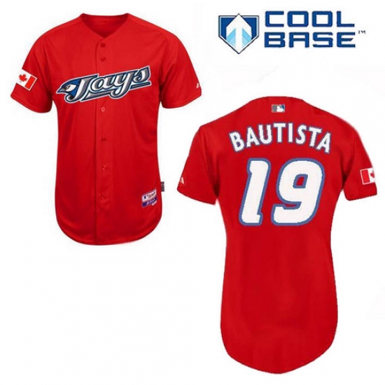 Men's Majestic Toronto Blue Jays #19 Jose Bautista Replica Red Cool Base MLB Jersey - Ujersey