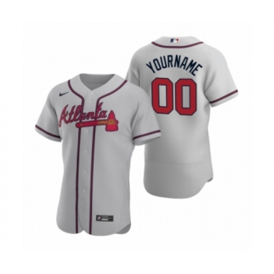 Men's Atlanta Braves Custom Nike Gray Authentic 2020 Road Jersey - Ujersey