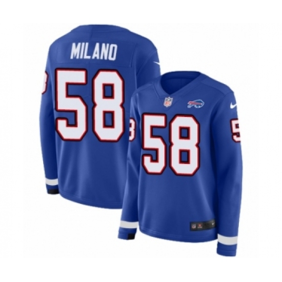 Women's Nike Buffalo Bills #58 Matt Milano Limited Royal Blue Therma Long Sleeve NFL Jersey - Ujersey