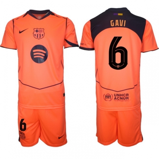 Men FC Barcelona 2026 Soccer Jerseys Orange #6 GAVI (2)