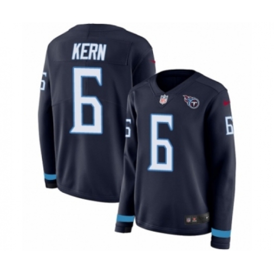 Women's Nike Tennessee Titans #6 Brett Kern Limited Navy Blue Therma Long Sleeve NFL Jersey - Ujersey