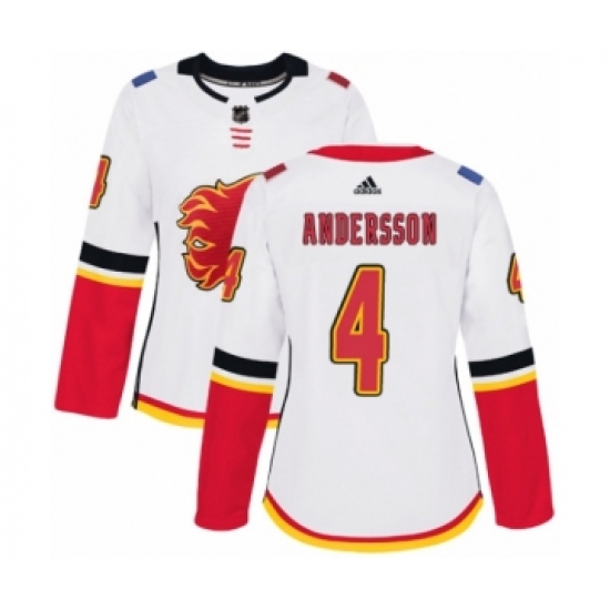 Women's Adidas Calgary Flames #4 Rasmus Andersson Authentic White Away NHL Jersey - Ujersey