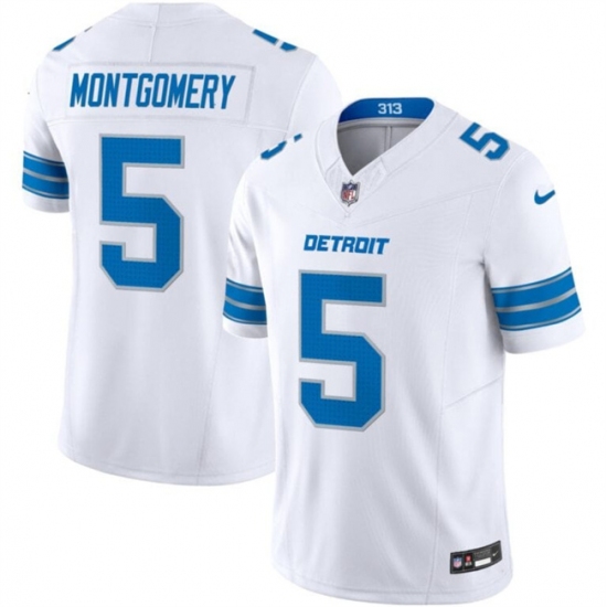 Men's Detroit Lions #5 David Montgomery White 2024 F.U.S.E. Vapor Limited Stitched Jersey - Ujersey
