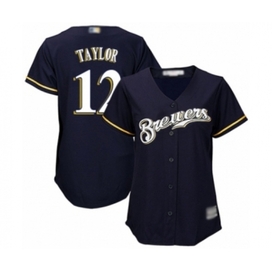 Women's Milwaukee Brewers #12 Tyrone Taylor Authentic Navy Blue Alternate Cool Base Baseball Player Jersey - Ujersey