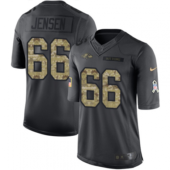 Youth Nike Baltimore Ravens #66 Ryan Jensen Limited Black 2016 Salute to Service NFL Jersey - Ujersey