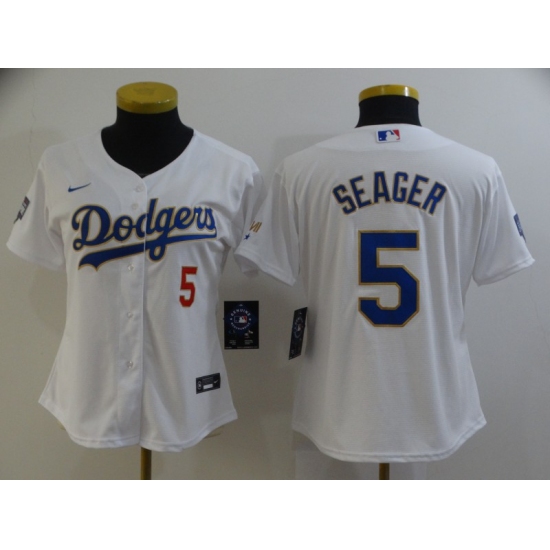 Women's Nike Los Angeles Dodgers #5 Corey Seager White Series Champions Jersey - Ujersey