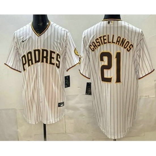 Men's San Diego Padres #21 Nick Castellanos White Cool Base Jersey - Ujersey