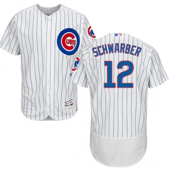 Men's Majestic Chicago Cubs #12 Kyle Schwarber White Home Flex Base Authentic Collection MLB Jersey - Ujersey