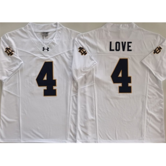 Men's Notre Dame Fighting Irish #4 Jeremiyah Love White 2024 F.U.S.E. Limited Stitched Jersey - Ujersey