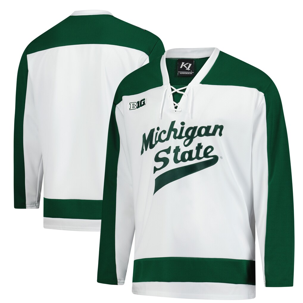 Men's White Michigan State Spartans Home Replica Hockey Jersey - Ujersey