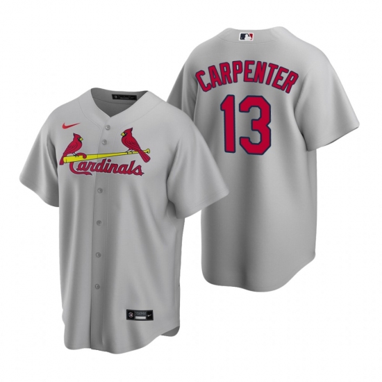 Men's Nike St. Louis Cardinals #13 Matt Carpenter Gray Road Stitched Baseball Jersey - Ujersey