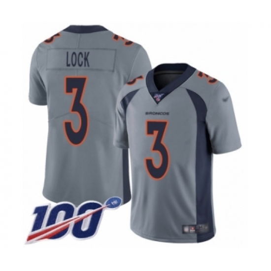 Youth Denver Broncos #3 Drew Lock Limited Silver Inverted Legend 100th Season Football Jersey - Ujersey
