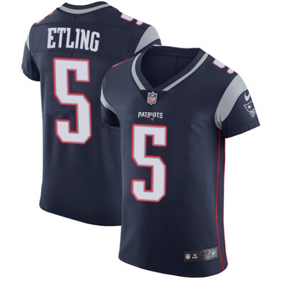 Men's Nike New England Patriots #5 Danny Etling Navy Blue Team Color Vapor Untouchable Elite Player NFL Jersey - Ujersey