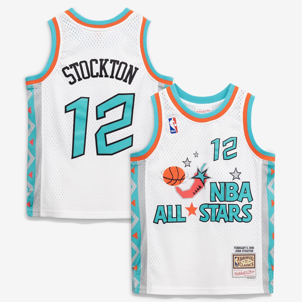 Youth 1996 NBA All-Star Game John Stockton Mitchell & Ness White Hardwood Classics Swingman Jersey - Ujersey Shop