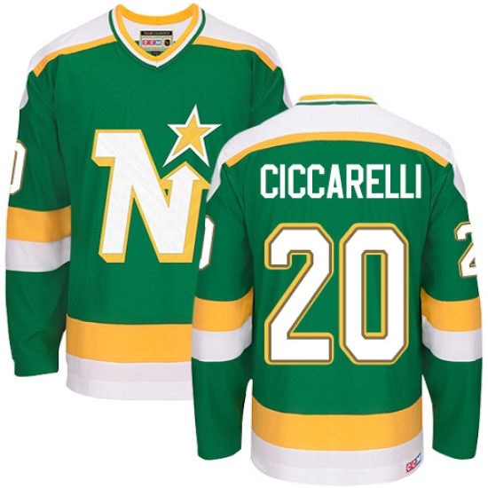 Men's CCM Dallas Stars #20 Dino Ciccarelli Authentic Green Throwback NHL Jersey - Ujersey