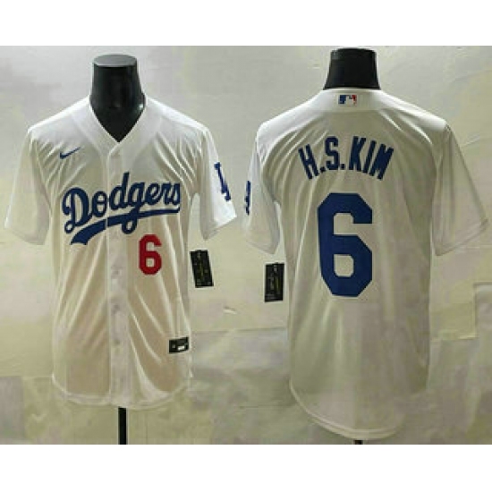 Men's Los Angeles Dodgers #6 Hyeseong Kim White Cool Base Jersey - Ujersey