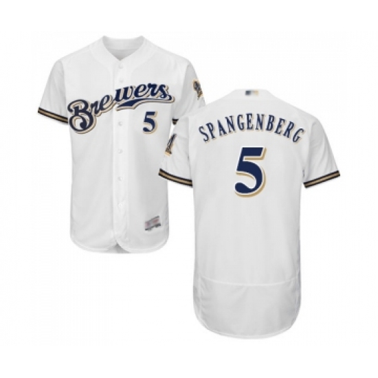 Men's Milwaukee Brewers #5 Cory Spangenberg White Alternate Flex Base Authentic Collection Baseball Jersey - Ujersey