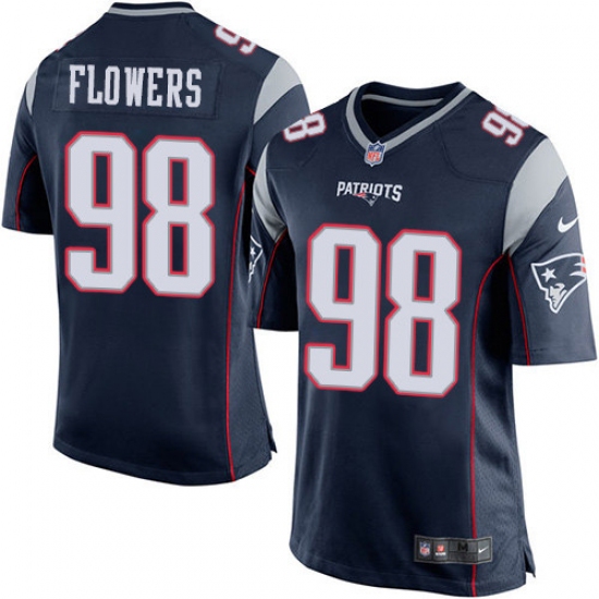 Men's Nike New England Patriots #98 Trey Flowers Game Navy Blue Team Color NFL Jersey