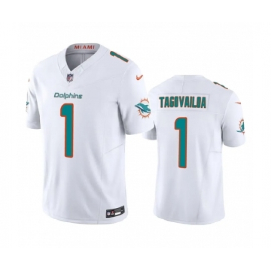Men's Miami Dolphins #1 Tua Tagovailoa White 2023 F.U.S.E Vapor Limited Stitched Football Jersey - Ujersey