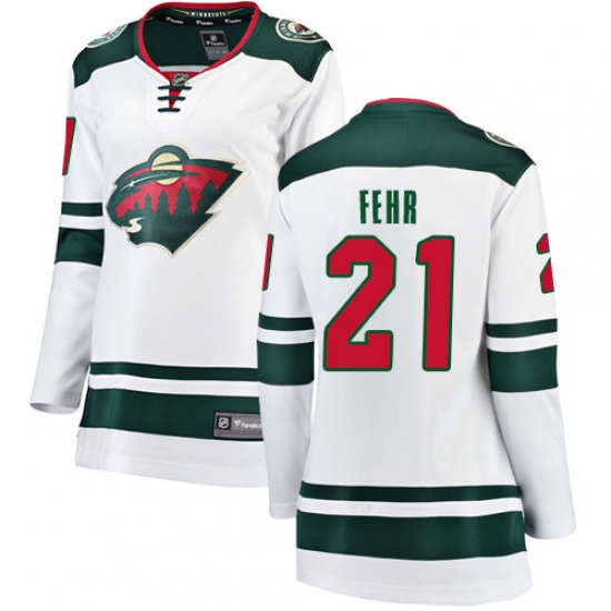 Women's Minnesota Wild #21 Eric Fehr Authentic White Away Fanatics Branded Breakaway NHL Jersey - Ujersey