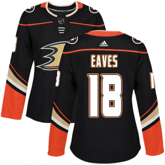 Women's Adidas Anaheim Ducks #18 Patrick Eaves Authentic Black Home NHL Jersey - Ujersey
