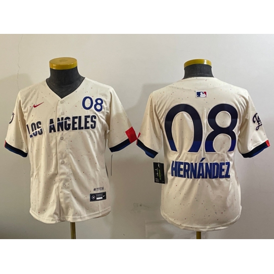 Women's Los Angeles Dodgers #08 Enrique Hernandez Cream 2024 City Connect Limited Stitched Jersey - Ujersey