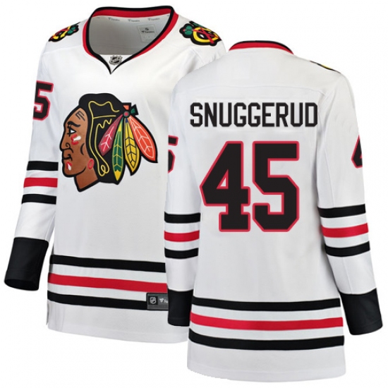 Women's Chicago Blackhawks #45 Luc Snuggerud Authentic White Away Fanatics Branded Breakaway NHL Jersey - Ujersey