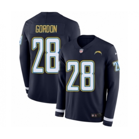 Youth Nike Los Angeles Chargers #28 Melvin Gordon Limited Navy Blue Therma Long Sleeve NFL Jersey - Ujersey