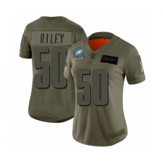 Women's Philadelphia Eagles #50 Duke Riley Limited Olive 2019 Salute to Service Football Jersey - Ujersey