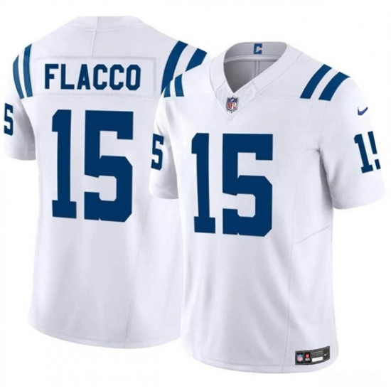 Men's Indianapolis Colts #15 Joe Flacco White 2024 F.U.S.E. Vapor Limited Football Stitched Jersey - Ujersey