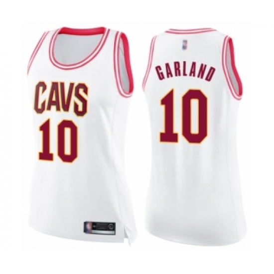 Women's Cleveland Cavaliers #10 Darius Garland Swingman White Pink Fashion Basketball Jersey