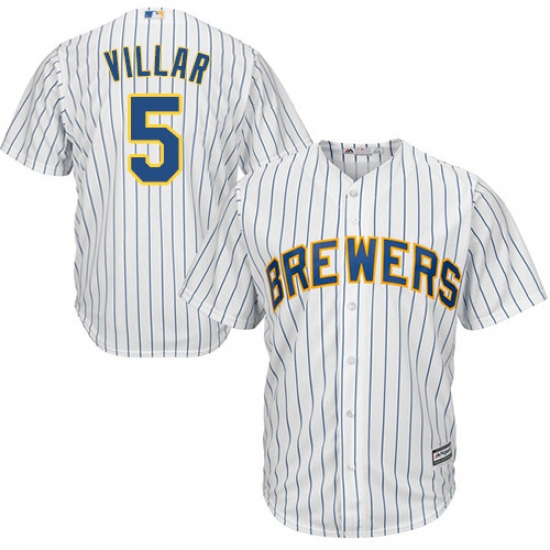 Men's Majestic Milwaukee Brewers #5 Jonathan Villar Replica White Alternate Cool Base MLB Jersey - Ujersey