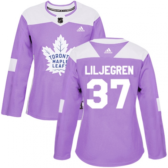 Women's Adidas Toronto Maple Leafs #37 Timothy Liljegren Authentic Purple Fights Cancer Practice NHL Jersey - Ujersey