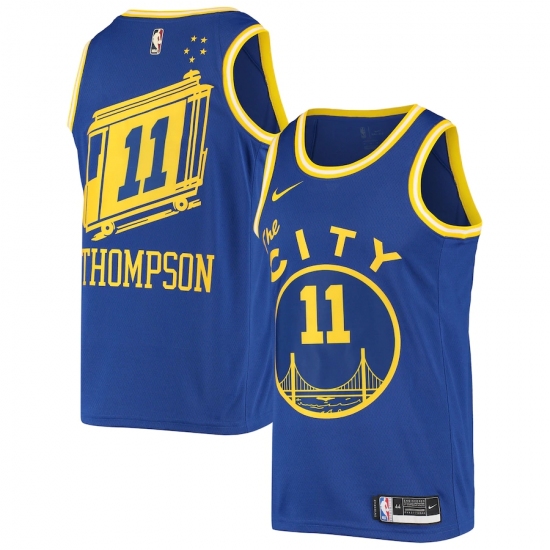 Men's Golden State Warriors #11 Klay Thompson Nike Royal Hardwood Classics 2020-21 Swingman Jersey - Ujersey