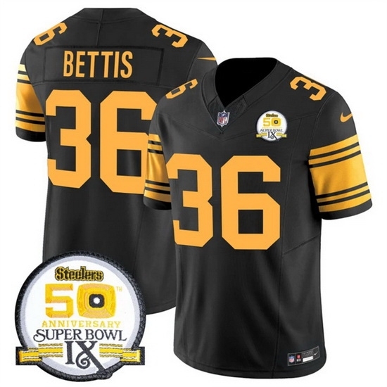 Men's Pittsburgh Steelers #36 Jerome Bettis Black 2024 F U S E 50th Anniversary Of Super Bowl IX Color Rush Limited Stitched Jersey - Ujersey