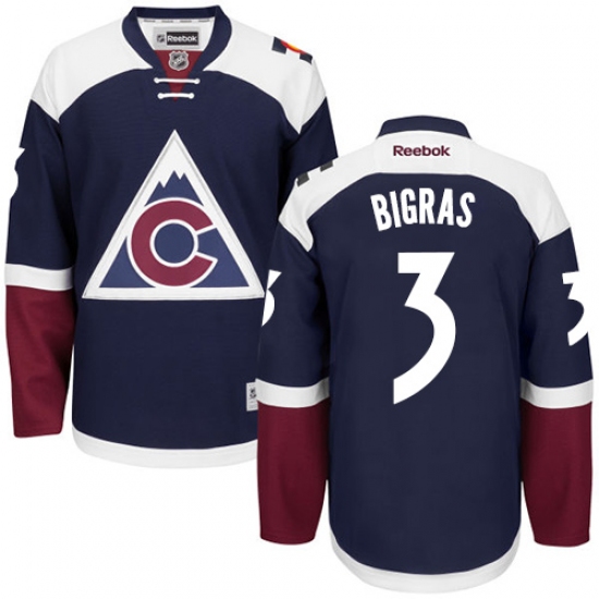 Youth Reebok Colorado Avalanche #3 Chris Bigras Authentic Blue Third NHL Jersey - Ujersey
