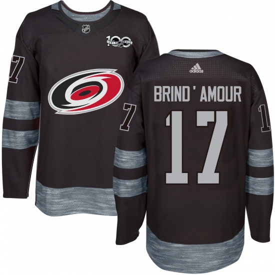 Men's Adidas Carolina Hurricanes #17 Rod Brind'Amour Authentic Black 1917-2017 100th Anniversary NHL Jersey