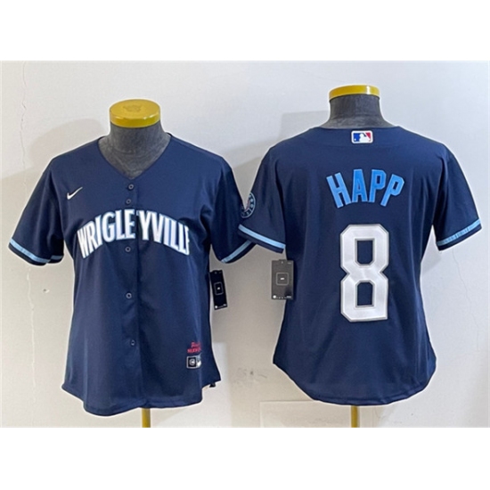 Women's Chicago Cubs #8 Ian Happ Navy City Connect Stitched Jersey - Ujersey