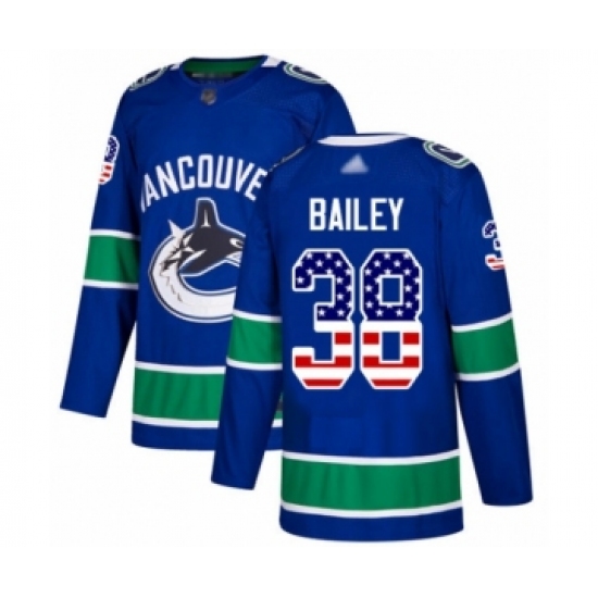 Men's Vancouver Canucks #38 Justin Bailey Authentic Blue USA Flag Fashion Hockey Jersey - Ujersey