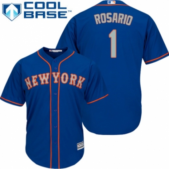 Youth Majestic New York Mets #1 Amed Rosario Authentic Royal Blue Alternate Road Cool Base MLB Jersey - Ujersey