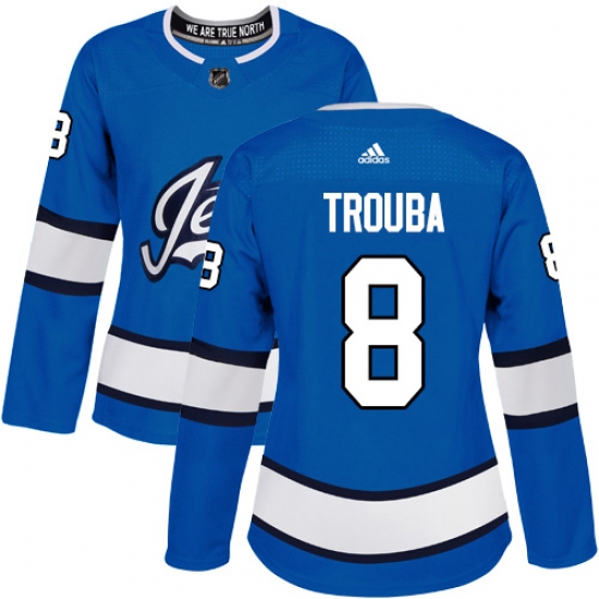 Women's Adidas Winnipeg Jets #8 Jacob Trouba Authentic Blue Alternate NHL Jersey - Ujersey