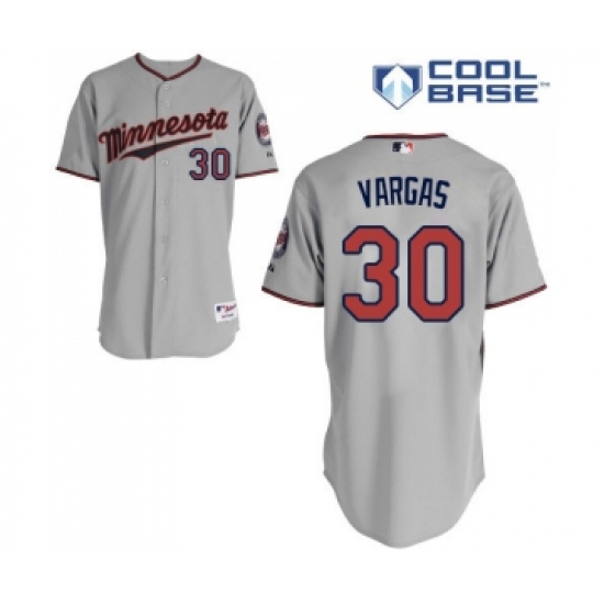 Men's Minnesota Twins #30 Kennys Vargas Replica Grey Road Cool Base Baseball Jersey - Ujersey