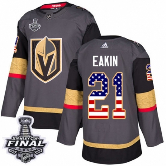 Youth Adidas Vegas Golden Knights #21 Cody Eakin Authentic Gray USA Flag Fashion 2018 Stanley Cup Final NHL Jersey - Ujersey