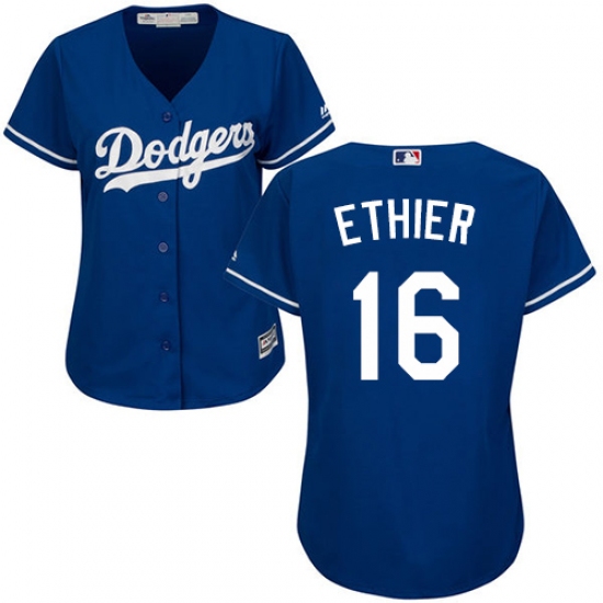 Women's Majestic Los Angeles Dodgers #16 Andre Ethier Authentic Royal Blue MLB Jersey - Ujersey